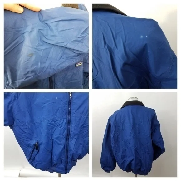 Patagonia Coat XL Blue‎ Gray Fleece Lined Windbreaker Full ZipSolid Winter